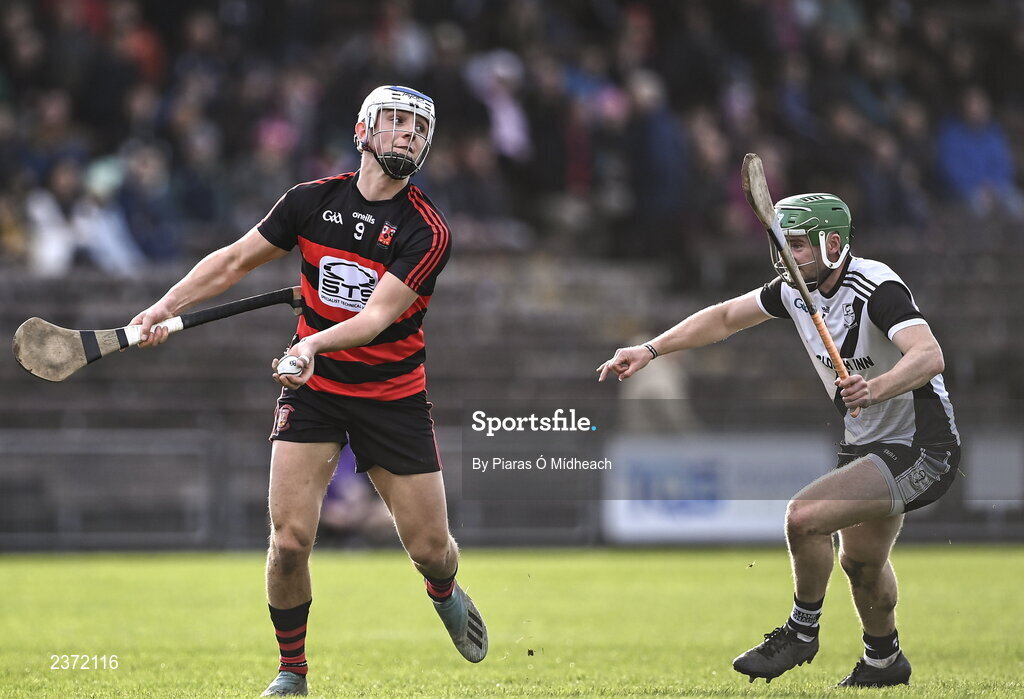 6 November 2022; Paddy Leavey of Ballygunner in action against Cian Darcy of Kilruane MacDonagh's during the AIB Munster GAA Hurling Senior Club Championship quarter-final match between Ballygunner and Kilruane MacDonagh's at Walsh Park in Waterford. Photo by Piaras Ó Mídheach/Sportsfile