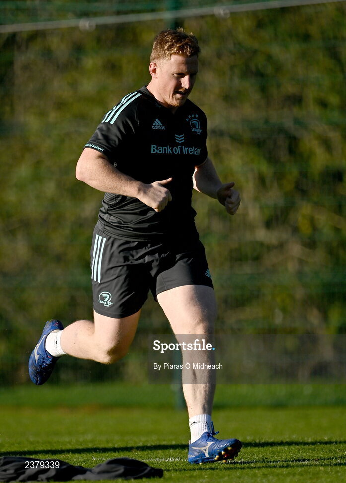 14 November 2022; James Tracy during Leinster rugby squad training at UCD in Dublin. Photo by Piaras Ó Mídheach/Sportsfile