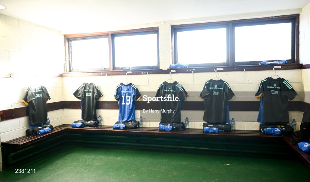 18 November 2022; A general view inside the changing room before the Bank of Ireland friendly match between Leinster and Chile at Energia Park in Dublin. Photo by Harry Murphy/Sportsfile