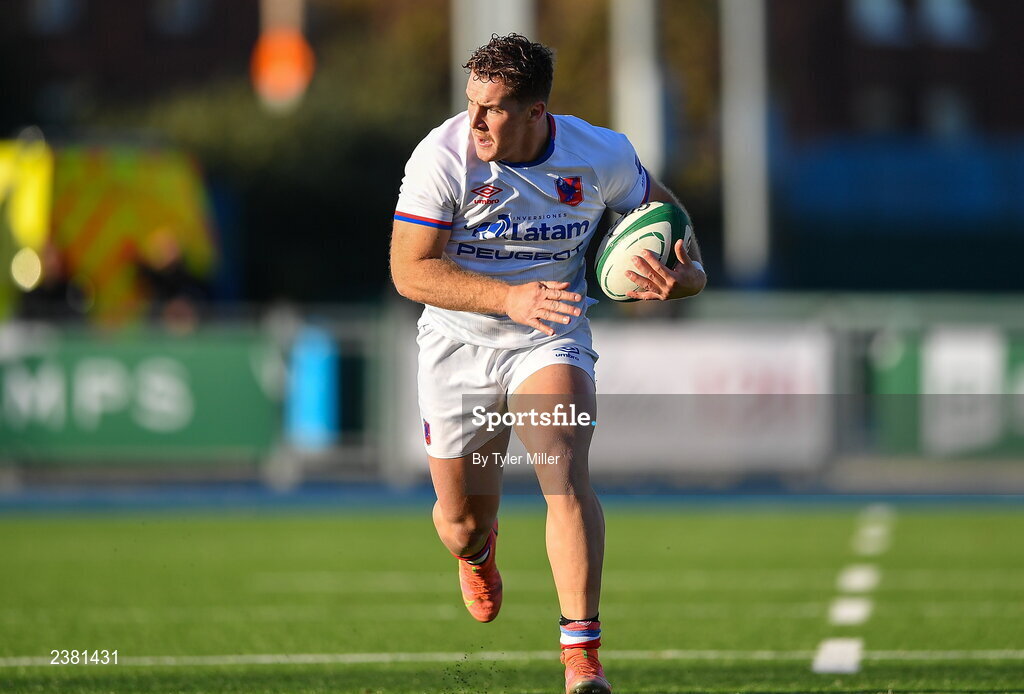 18 November 2022; Gaspar Moltedo of Chile in action during the Bank of Ireland friendly match between Leinster and Chile at Energia Park in Dublin. Photo by Tyler Miller/Sportsfile