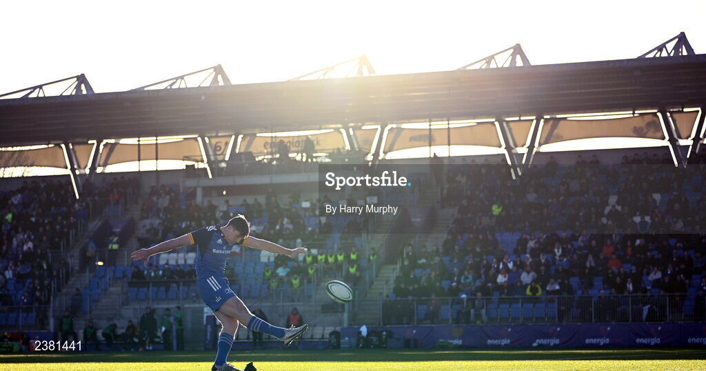 18 November 2022; Charlie Tector of Leinster kicks a conversion the Bank of Ireland friendly match between Leinster and Chile at Energia Park in Dublin. Photo by Harry Murphy/Sportsfile