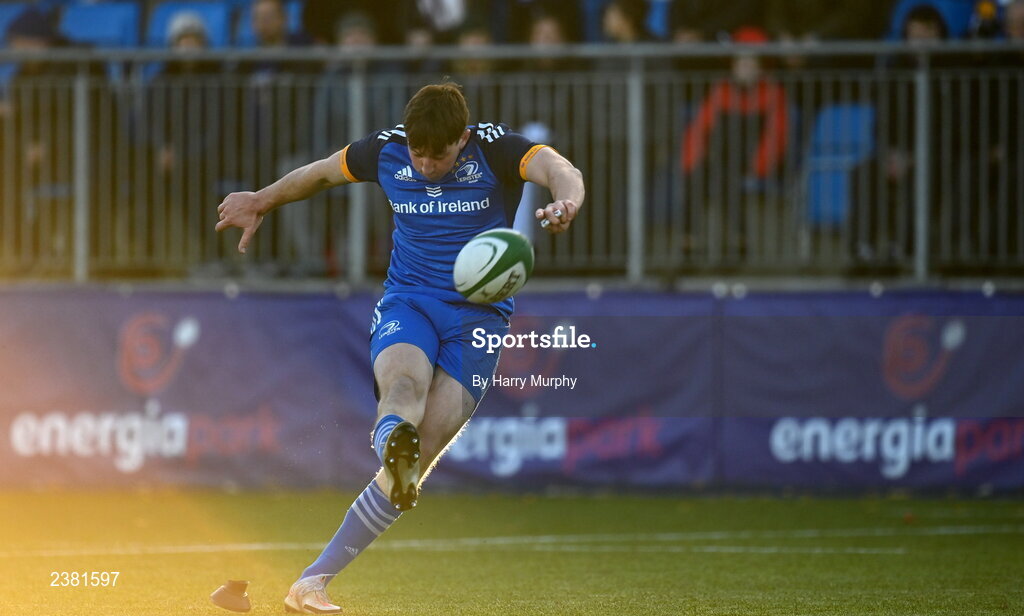 18 November 2022; Charlie Tector of Leinster kicks a conversion during the Bank of Ireland friendly match between Leinster and Chile at Energia Park in Dublin. Photo by Harry Murphy/Sportsfile