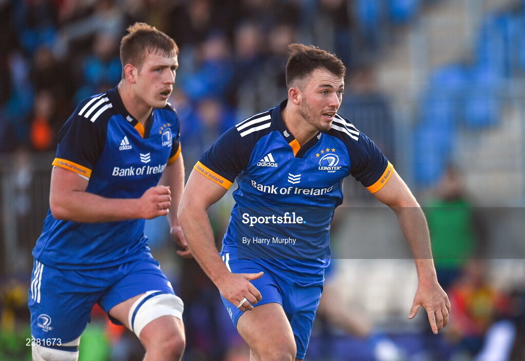 18 November 2022; Conall Boomer, right, and Cormac Daly of Leinster during the Bank of Ireland friendly match between Leinster and Chile at Energia Park in Dublin. Photo by Harry Murphy/Sportsfile