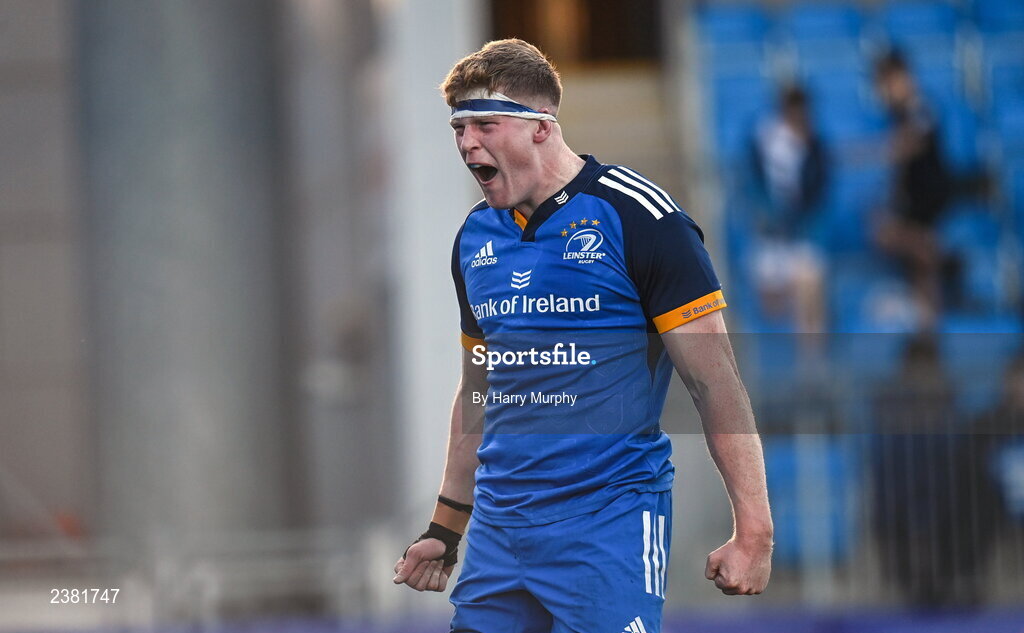 18 November 2022; Sean O'Brien of Leinster celebrates after scoring his side's sixth try during the Bank of Ireland friendly match between Leinster and Chile at Energia Park in Dublin. Photo by Harry Murphy/Sportsfile