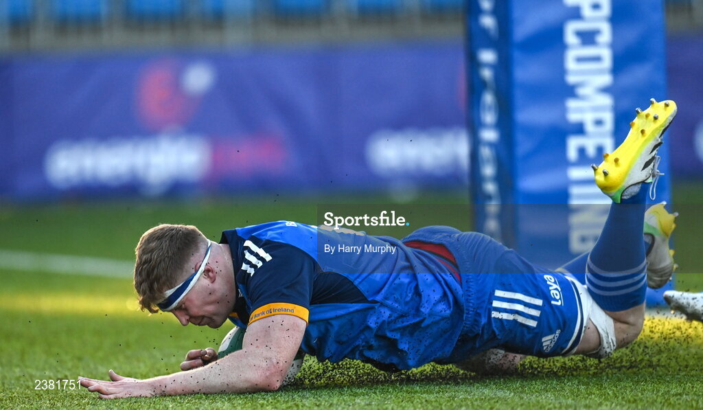 18 November 2022; Sean O'Brien of Leinster celebrates after scoring his side's sixth try during the Bank of Ireland friendly match between Leinster and Chile at Energia Park in Dublin. Photo by Harry Murphy/Sportsfile