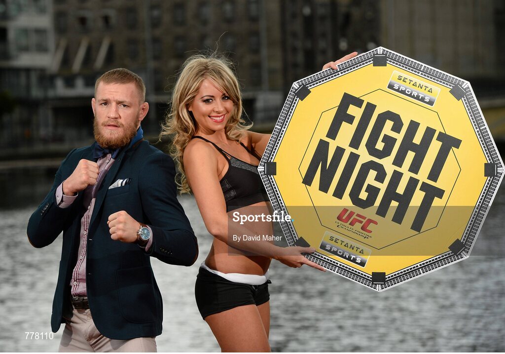 15 August 2013; Conor ‘The Notorious’ McGregor makes his much anticipated UFC debut stateside this weekend in Boston and Setanta Sports will have live and exclusive coverage of his fight late on Saturday, 17th August 2013. UFC fighter and Lucan native, Conor ‘The Notorious’ McGregor and UFC Octagon Girl Carly Baker were in Dublin ahead of the event which takes place in TD Garden, Boston and sees McGregor take on Max Holloway. Subscribe now for €19.99 per month either online or by calling our subscriber line on: 0818 20 30 40. Since August 1st, Setanta Sports customers will be able to receive BT Sport 1, BT Sport 2 and the ESPN channel as part of the Setanta Sports Pack. This game changing deal means that Irish UFC fans will be able to watch over 30 live events per year, as well additional UFC programming such the Ultimate Fighter and Inside the Octagon. Grand Canal Square, Docklands, Dublin. Picture credit: David Maher / SPORTSFILE