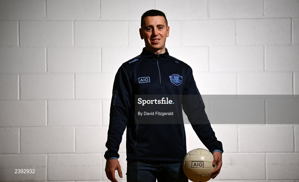 7 December 2022; Dublin footballer Cormac Costello poses for  a portrait after a training session for students of Tyrrelstown Educate Together National School. As proud sponsors of Dublin GAA, AIG are encouraging participation in GAA around Dublin through its Diversity, Equality and Inclusion Roadshow (DEI Roadshow) at Tyrellstown ETNS in Dublin. Photo by David Fitzgerald/Sportsfile