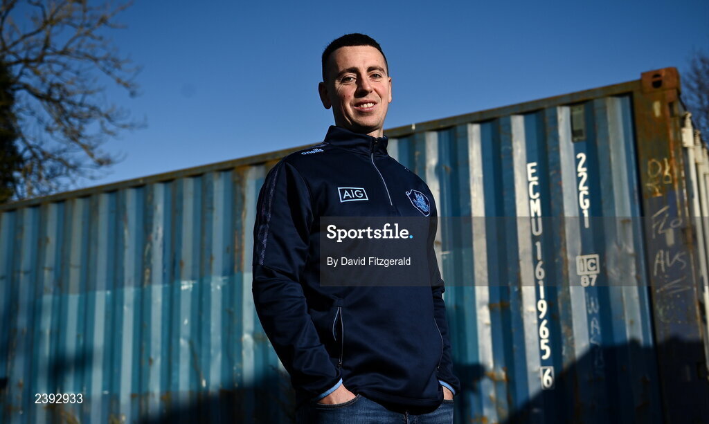 7 December 2022; Dublin footballer Cormac Costello poses for  a portrait after a training session for students of Tyrrelstown Educate Together National School. As proud sponsors of Dublin GAA, AIG are encouraging participation in GAA around Dublin through its Diversity, Equality and Inclusion Roadshow (DEI Roadshow) at Tyrellstown ETNS in Dublin. Photo by David Fitzgerald/Sportsfile