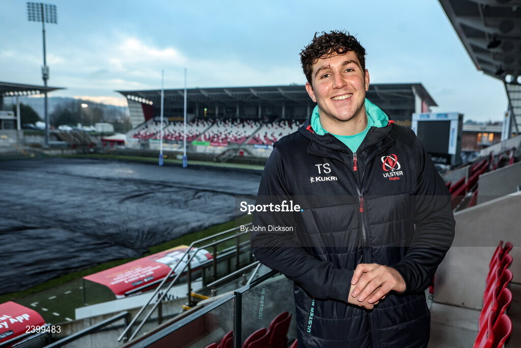 13 December 2022; Tom Stewart poses for a portrait following an Ulster Rugby press conference at Kingspan Stadium in Belfast. Photo by John Dickson/Sportsfile