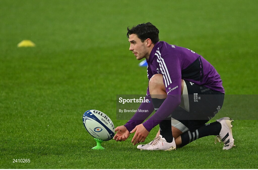 14 January 2023; Joey Carbery of Munster before the Heineken Champions Cup Pool B Round 3 match between Munster and Northampton Saints at Thomond Park in Limerick. Photo by Brendan Moran/Sportsfile