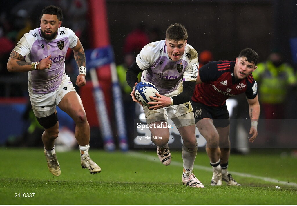 14 January 2023; Tommy Freeman of Northampton Saints during the Heineken Champions Cup Pool B Round 3 match between Munster and Northampton Saints at Thomond Park in Limerick. Photo by Tyler Miller/Sportsfile
