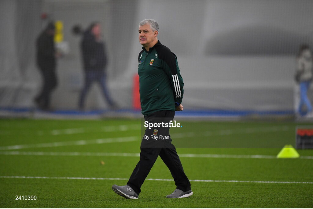 14 January 2023; Mayo manager Kevin McStay before the Connacht FBD League Semi-Final match between Mayo and Galway at NUI Galway Connacht GAA Air Dome in Bekan, Mayo. Photo by Ray Ryan/Sportsfile