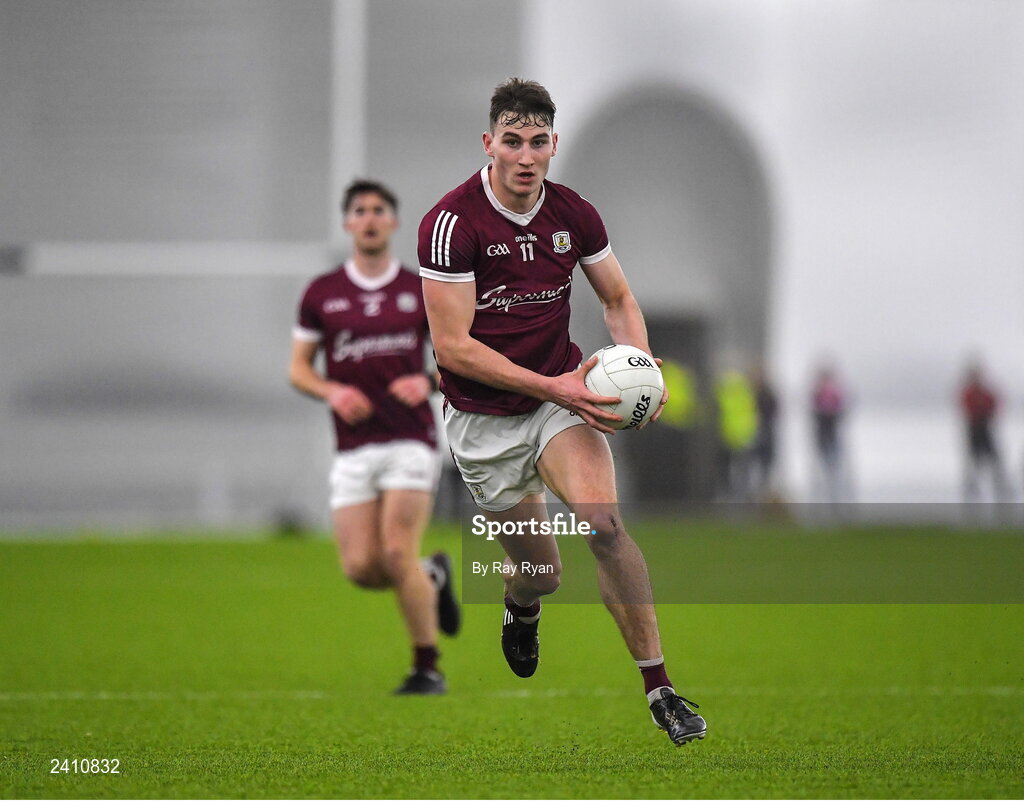14 January 2023; Galway captain Mathew Tierney during the Connacht FBD League Semi-Final match between Mayo and Galway at NUI Galway Connacht GAA Air Dome in Bekan, Mayo. Photo by Ray Ryan/Sportsfile