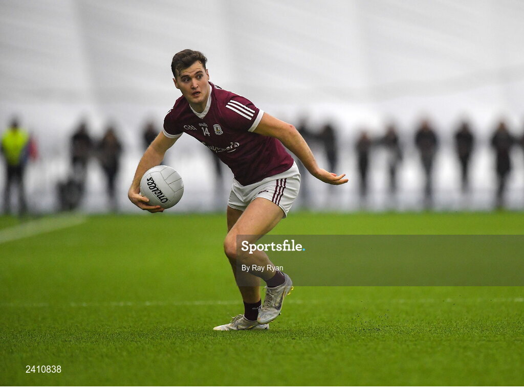 14 January 2023; Robert Finnerty of Galway during the Connacht FBD League Semi-Final match between Mayo and Galway at NUI Galway Connacht GAA Air Dome in Bekan, Mayo. Photo by Ray Ryan/Sportsfile
