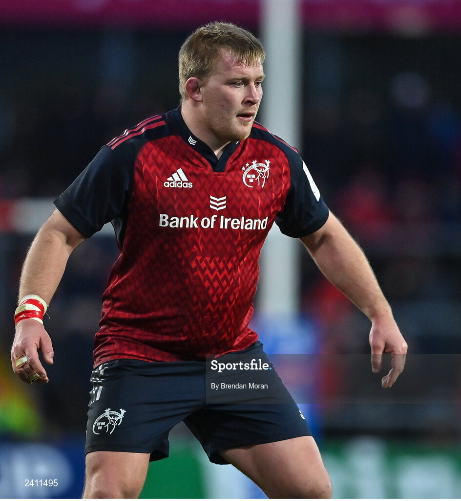 14 January 2023; John Ryan of Munster during the Heineken Champions Cup Pool B Round 3 match between Munster and Northampton Saints at Thomond Park in Limerick. Photo by Brendan Moran/Sportsfile