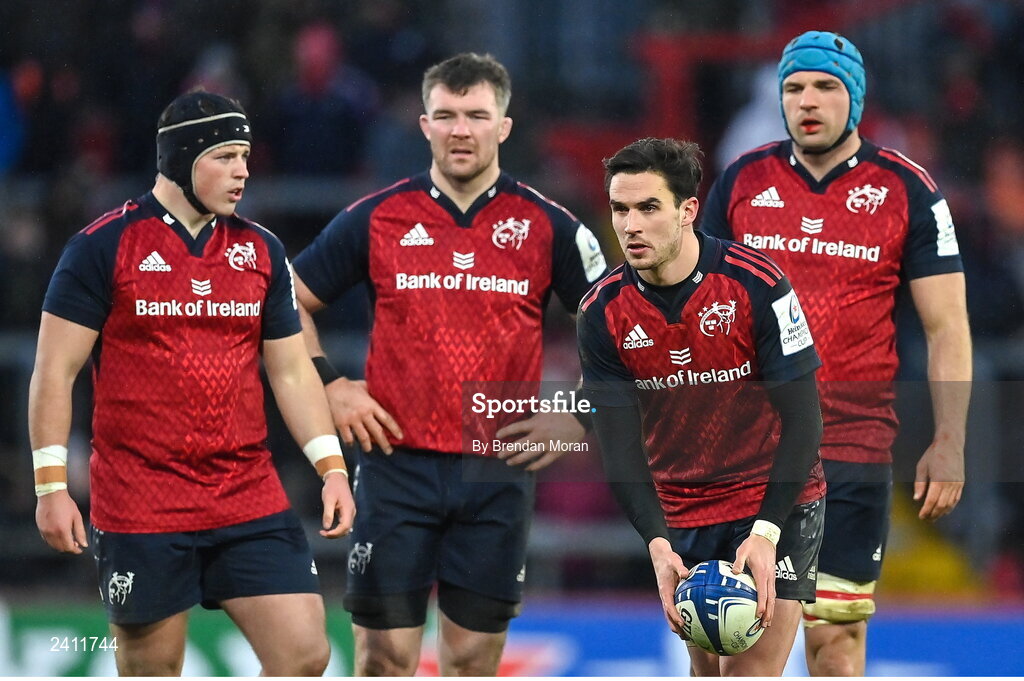 14 January 2023; Joey Carbery of Munster during the Heineken Champions Cup Pool B Round 3 match between Munster and Northampton Saints at Thomond Park in Limerick. Photo by Brendan Moran/Sportsfile