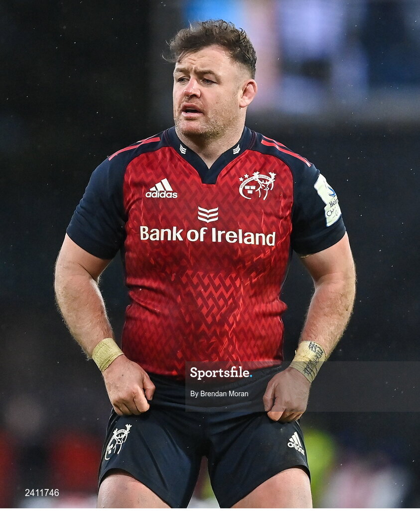 14 January 2023; Dave Kilcoyne of Munster during the Heineken Champions Cup Pool B Round 3 match between Munster and Northampton Saints at Thomond Park in Limerick. Photo by Brendan Moran/Sportsfile
