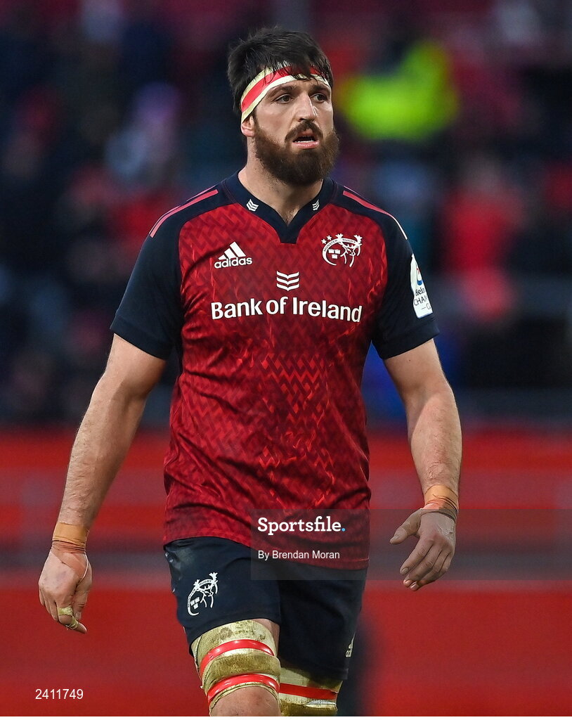 14 January 2023; Jean Kleyn of Munster during the Heineken Champions Cup Pool B Round 3 match between Munster and Northampton Saints at Thomond Park in Limerick. Photo by Brendan Moran/Sportsfile