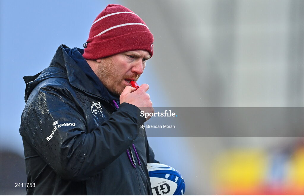 14 January 2023; Munster forwards coach Andi Kyriacou before the Heineken Champions Cup Pool B Round 3 match between Munster and Northampton Saints at Thomond Park in Limerick. Photo by Brendan Moran/Sportsfile
