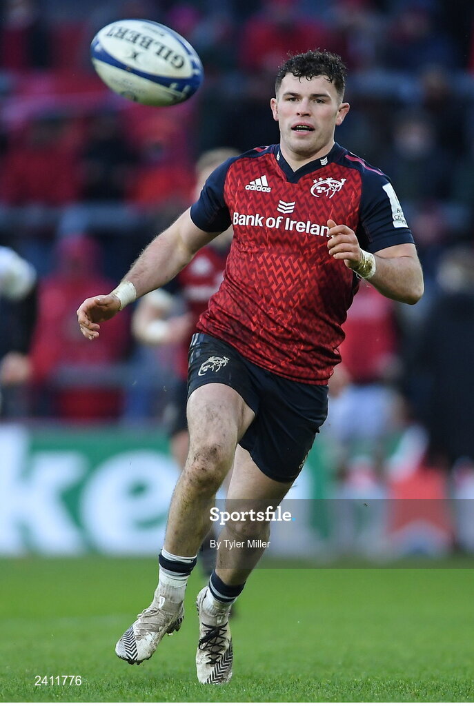 14 January 2023; Calvin Nash of Munster during the Heineken Champions Cup Pool B Round 3 match between Munster and Northampton Saints at Thomond Park in Limerick. Photo by Tyler Miller/Sportsfile
