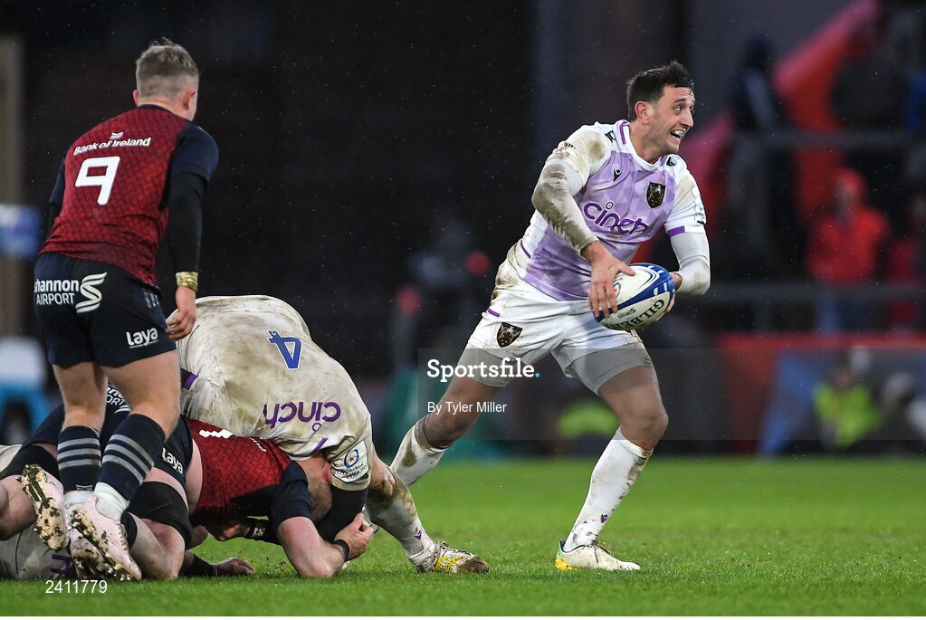 14 January 2023; Alex Mitchell of Northampton Saints during the Heineken Champions Cup Pool B Round 3 match between Munster and Northampton Saints at Thomond Park in Limerick. Photo by Tyler Miller/Sportsfile
