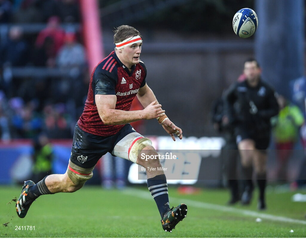 14 January 2023; Gavin Coombes of Munster during the Heineken Champions Cup Pool B Round 3 match between Munster and Northampton Saints at Thomond Park in Limerick. Photo by Tyler Miller/Sportsfile