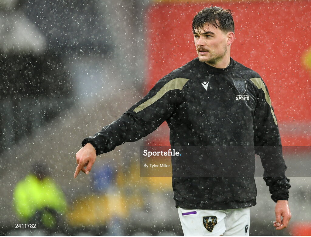 14 January 2023; George Furbank of Northampton Saints warms-up before the Heineken Champions Cup Pool B Round 3 match between Munster and Northampton Saints at Thomond Park in Limerick. Photo by Tyler Miller/Sportsfile