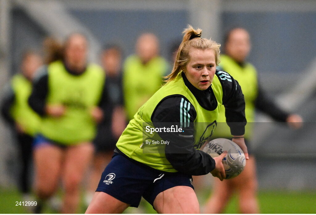 18 January 2023; Dannah O'Brien during a Leinster Rugby women's training session at the IRFU High Performance Centre on the Sport Ireland Campus in Dublin. Photo by Seb Daly/Sportsfile