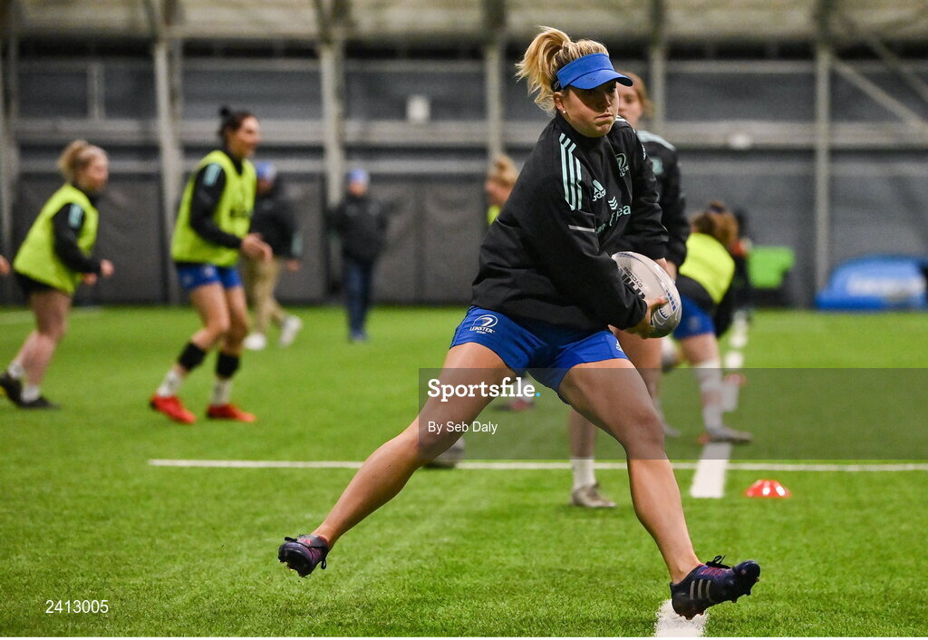 18 January 2023; Ailsa Hughes during a Leinster Rugby women's training session at the IRFU High Performance Centre on the Sport Ireland Campus in Dublin. Photo by Seb Daly/Sportsfile