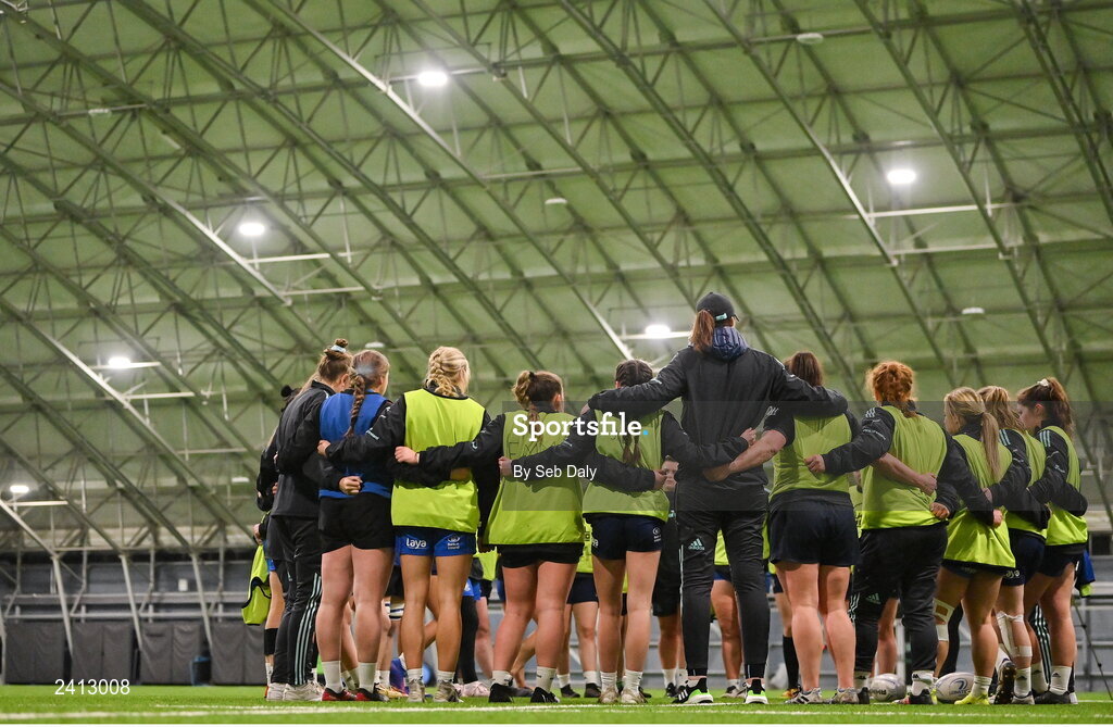 18 January 2023; Leinster players during a Leinster Rugby women's training session at the IRFU High Performance Centre on the Sport Ireland Campus in Dublin. Photo by Seb Daly/Sportsfile