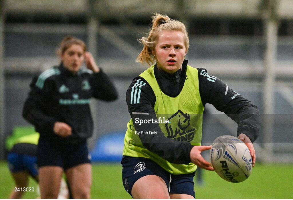 18 January 2023; Dannah O'Brien during a Leinster Rugby women's training session at the IRFU High Performance Centre on the Sport Ireland Campus in Dublin. Photo by Seb Daly/Sportsfile