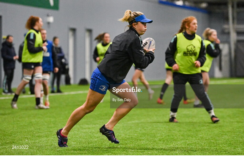 18 January 2023; Ailsa Hughes during a Leinster Rugby women's training session at the IRFU High Performance Centre on the Sport Ireland Campus in Dublin. Photo by Seb Daly/Sportsfile