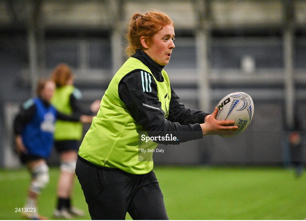 18 January 2023; Niamh O’Dowd during a Leinster Rugby women's training session at the IRFU High Performance Centre on the Sport Ireland Campus in Dublin. Photo by Seb Daly/Sportsfile
