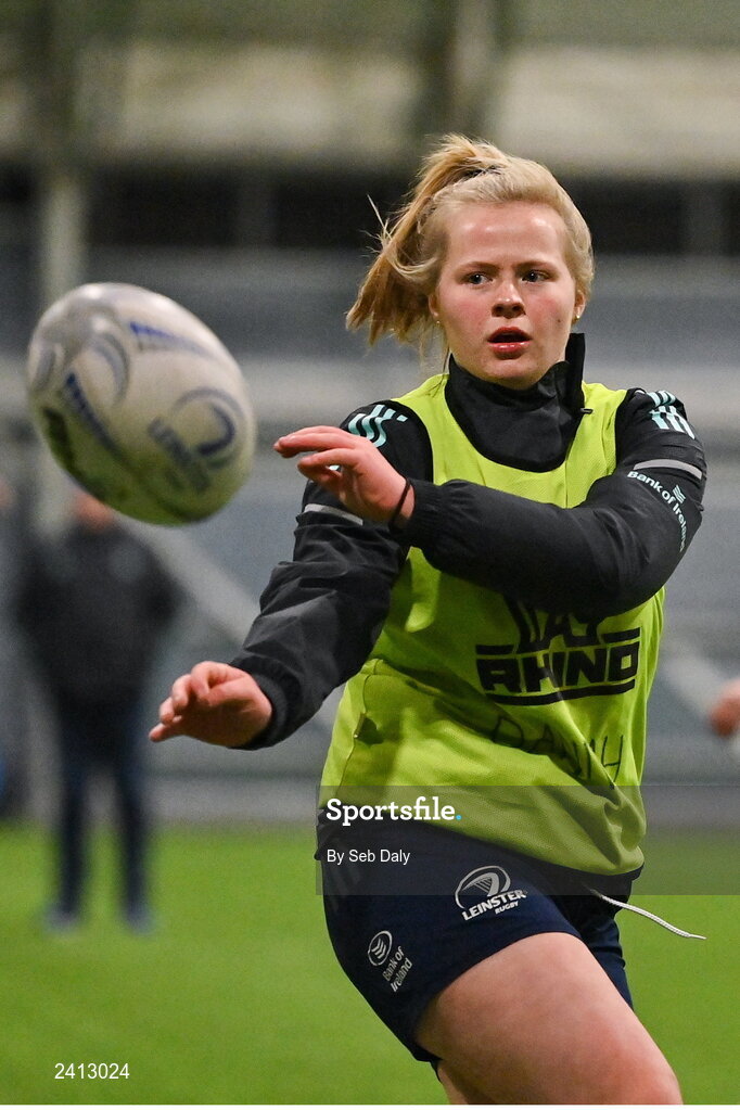 18 January 2023; Dannah O'Brien during a Leinster Rugby women's training session at the IRFU High Performance Centre on the Sport Ireland Campus in Dublin. Photo by Seb Daly/Sportsfile
