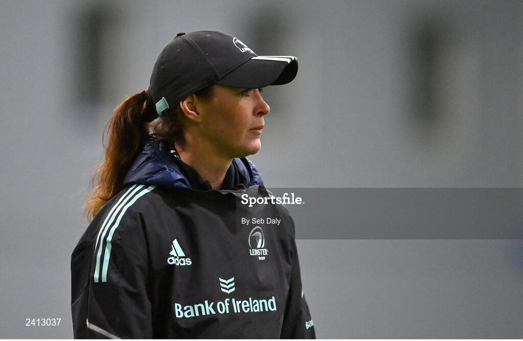 18 January 2023; Lineout coach Marie Louise O'Reilly during a Leinster Rugby women's training session at the IRFU High Performance Centre on the Sport Ireland Campus in Dublin. Photo by Seb Daly/Sportsfile