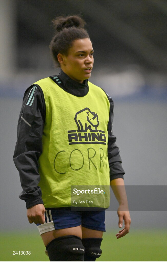 18 January 2023; Eimear Corri during a Leinster Rugby women's training session at the IRFU High Performance Centre on the Sport Ireland Campus in Dublin. Photo by Seb Daly/Sportsfile