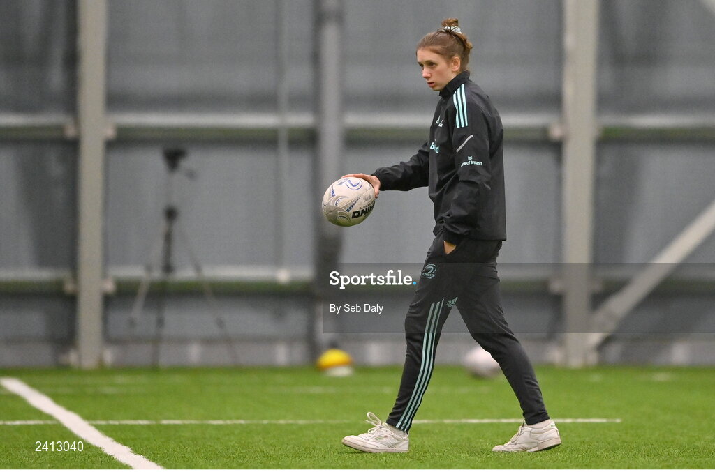 18 January 2023; Clare Gorman during a Leinster Rugby women's training session at the IRFU High Performance Centre on the Sport Ireland Campus in Dublin. Photo by Seb Daly/Sportsfile