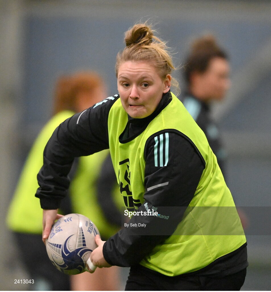 18 January 2023; Jess Keating during a Leinster Rugby women's training session at the IRFU High Performance Centre on the Sport Ireland Campus in Dublin. Photo by Seb Daly/Sportsfile