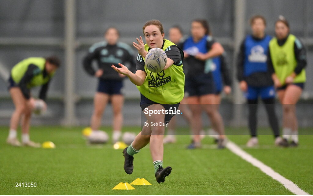 18 January 2023; Lisa Mullen during a Leinster Rugby women's training session at the IRFU High Performance Centre on the Sport Ireland Campus in Dublin. Photo by Seb Daly/Sportsfile