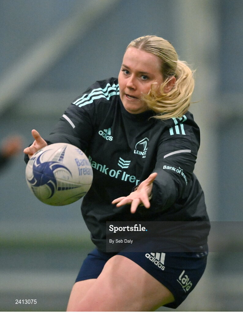 18 January 2023; Chloe Blackmore during a Leinster Rugby women's training session at the IRFU High Performance Centre on the Sport Ireland Campus in Dublin. Photo by Seb Daly/Sportsfile