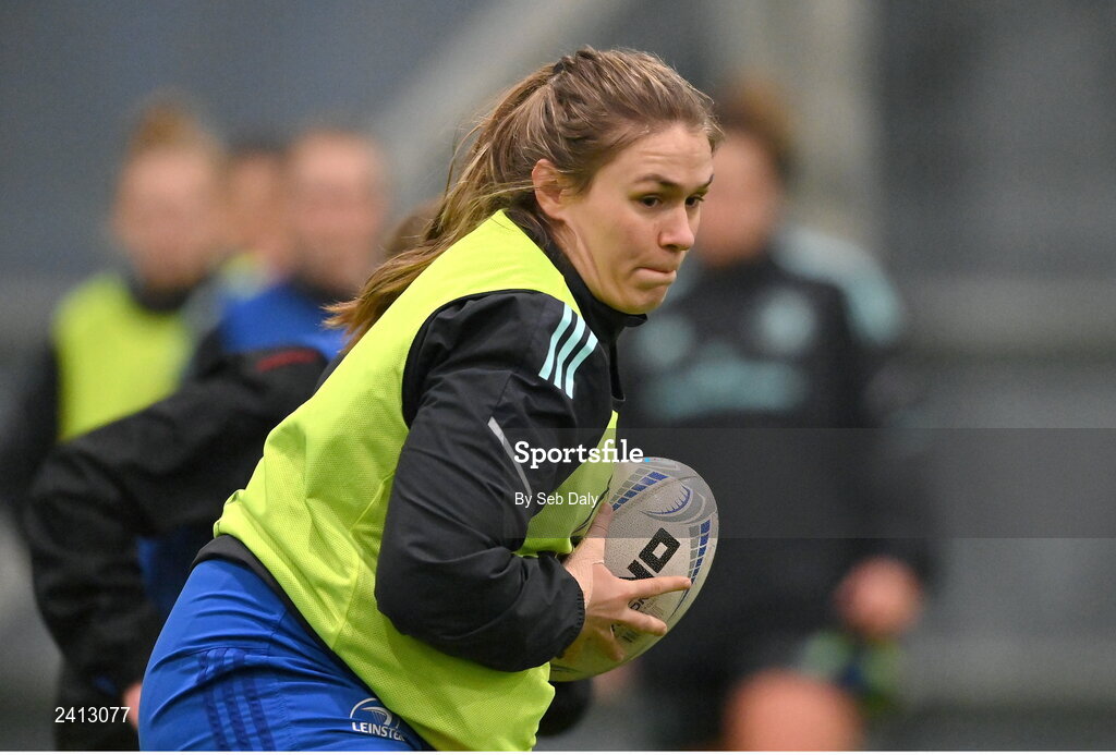 18 January 2023; Megan Collis during a Leinster Rugby women's training session at the IRFU High Performance Centre on the Sport Ireland Campus in Dublin. Photo by Seb Daly/Sportsfile