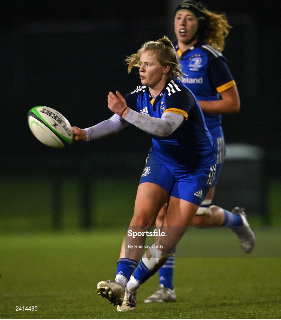 21 January 2023; Dannah O'Brien of Leinster during the Vodafone Women’s Interprovincial Championship Round Three match between Ulster and Leinster at Queen’s Sport in Belfast. Photo by Ramsey Cardy/Sportsfile