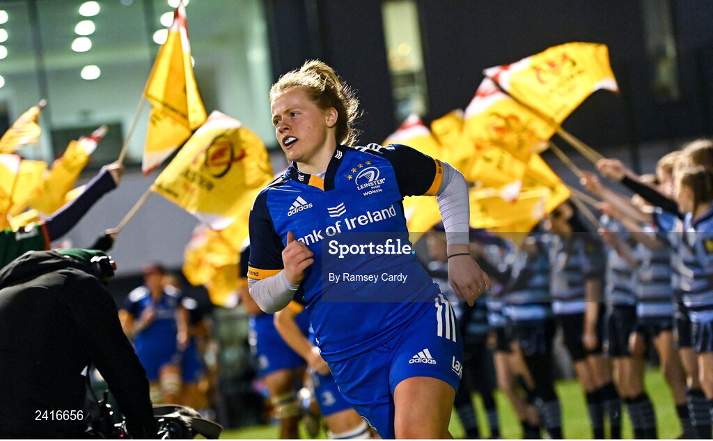 21 January 2023; Dannah O'Brien of Leinster before the Vodafone Women’s Interprovincial Championship Round Three match between Ulster and Leinster at Queen’s Sport in Belfast. Photo by Ramsey Cardy/Sportsfile