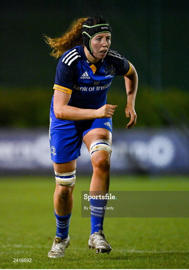21 January 2023; Aoife McDermott of Leinster during the Vodafone Women’s Interprovincial Championship Round Three match between Ulster and Leinster at Queen’s Sport in Belfast. Photo by Ramsey Cardy/Sportsfile