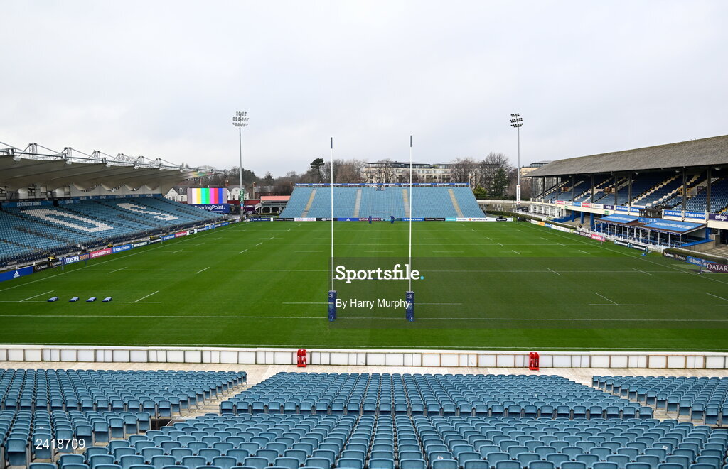 28 January 2023; A general view inside the stadium before the United Rugby Championship match between Leinster and Cardiff at RDS Arena in Dublin. Photo by Harry Murphy/Sportsfile