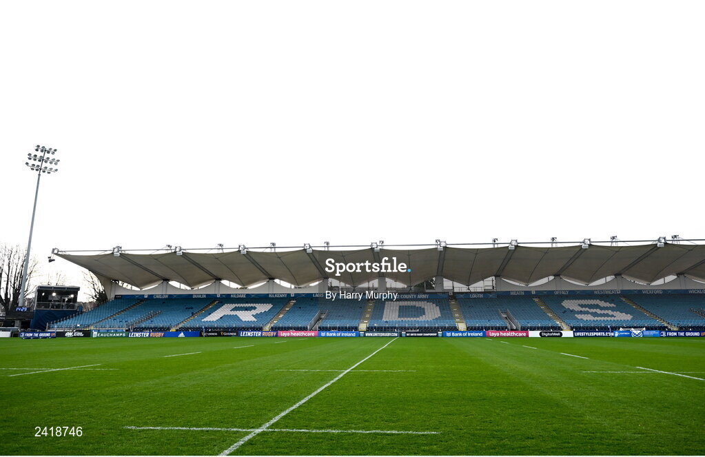 28 January 2023; A general view inside the stadium before the United Rugby Championship match between Leinster and Cardiff at RDS Arena in Dublin. Photo by Harry Murphy/Sportsfile