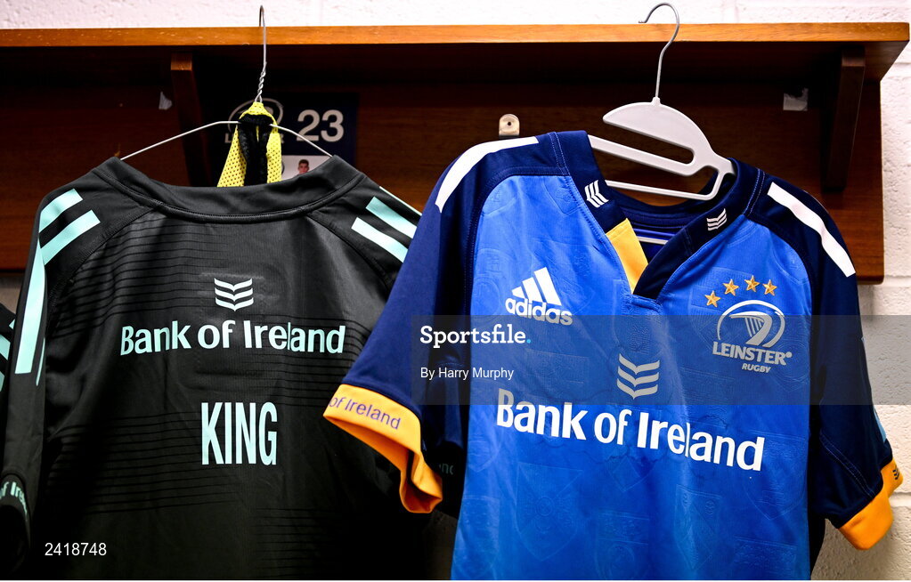 28 January 2023; The jersey of Leinster debutant Aitzol King is seen before the United Rugby Championship match between Leinster and Cardiff at RDS Arena in Dublin. Photo by Harry Murphy/Sportsfile
