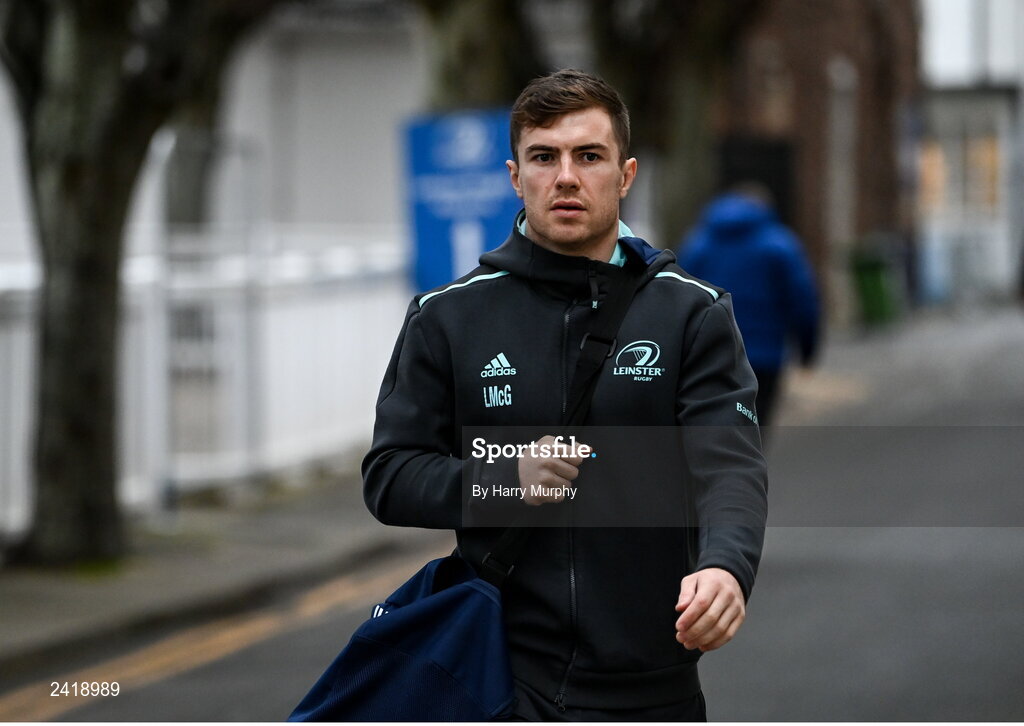 28 January 2023; Luke McGrath of Leinster arrives before the United Rugby Championship match between Leinster and Cardiff at RDS Arena in Dublin. Photo by Harry Murphy/Sportsfile