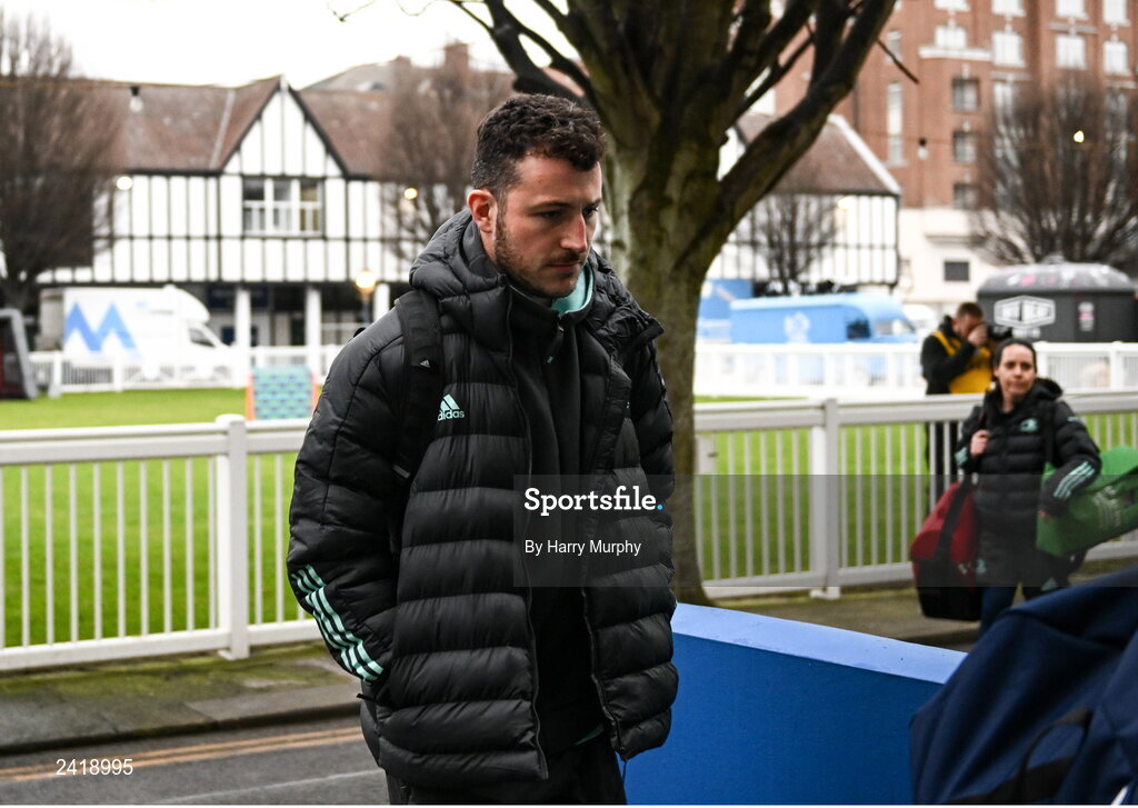 28 January 2023; Will Connors of Leinster arrives before the United Rugby Championship match between Leinster and Cardiff at RDS Arena in Dublin. Photo by Harry Murphy/Sportsfile