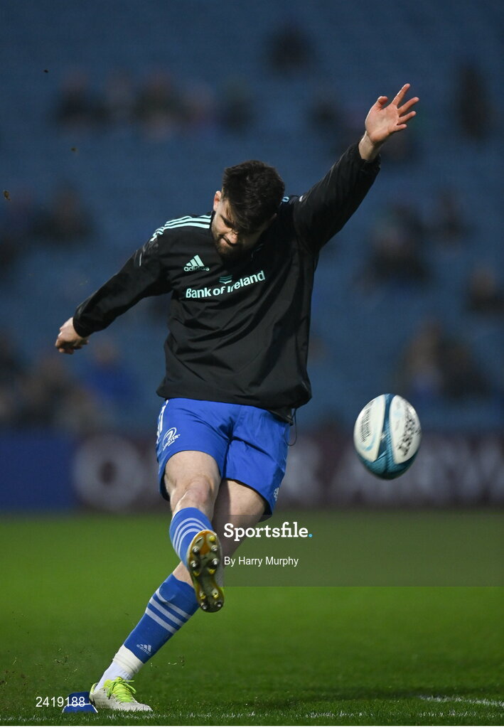 28 January 2023; Harry Byrne of Leinster before the United Rugby Championship match between Leinster and Cardiff at RDS Arena in Dublin. Photo by Harry Murphy/Sportsfile